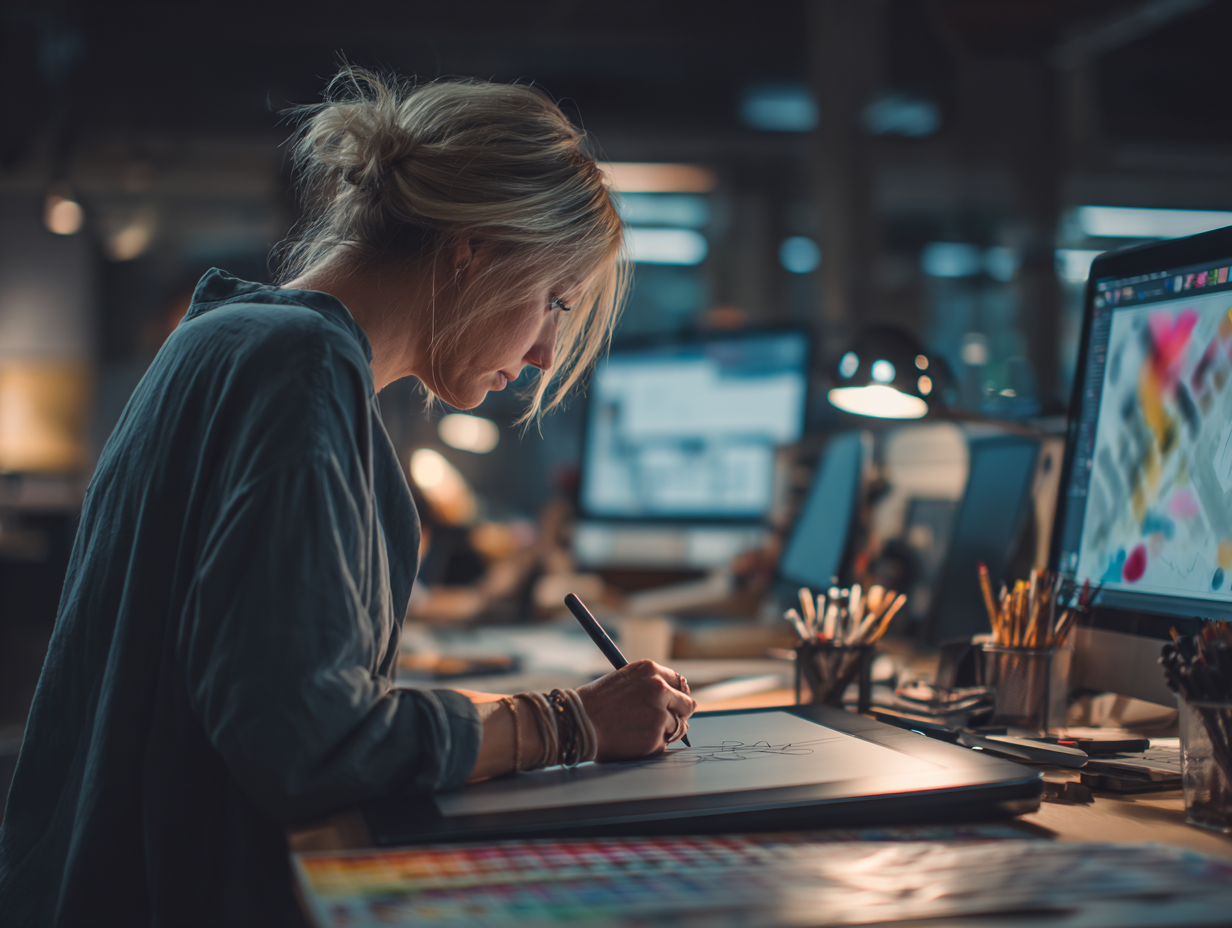 Brand identity concepts on desk
